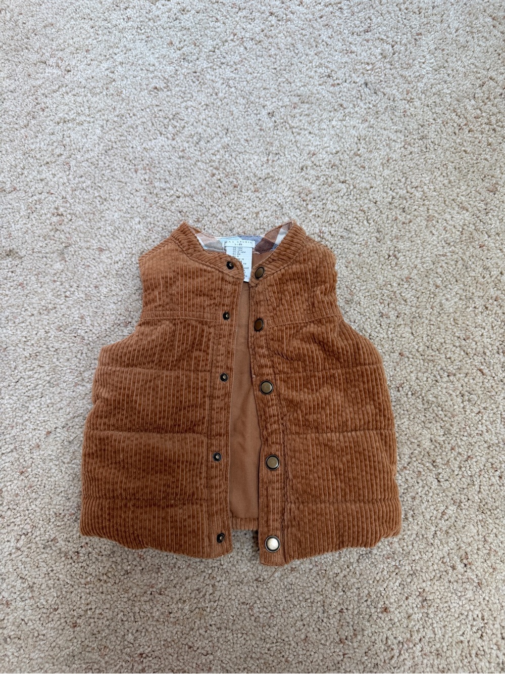 Corduroy Puffer Vest for Kids in Brown